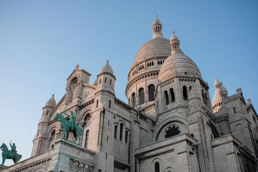 夕阳下巴黎圣心教堂图片素材免费下载
