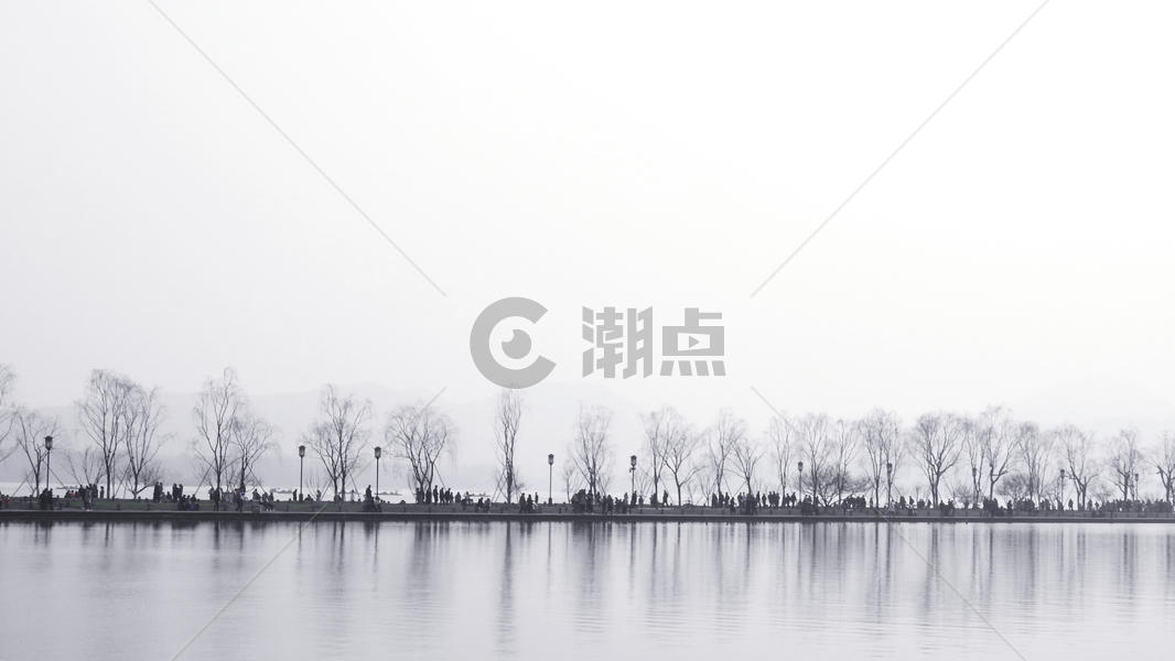 杭州黑白水墨西湖图片素材免费下载