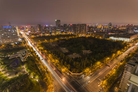 北京望京商业区夜景图片素材免费下载