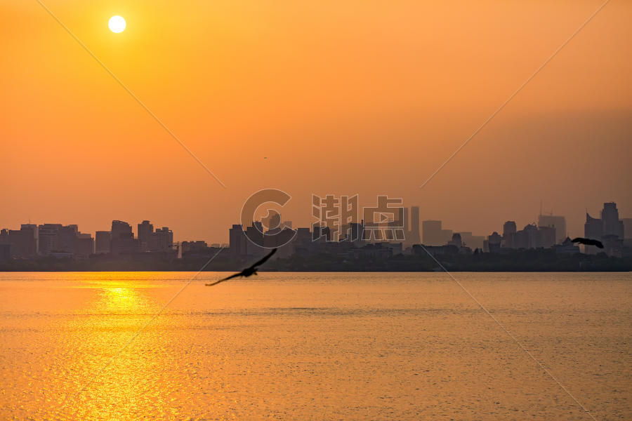 杭州西湖清晨自然风景图片素材免费下载