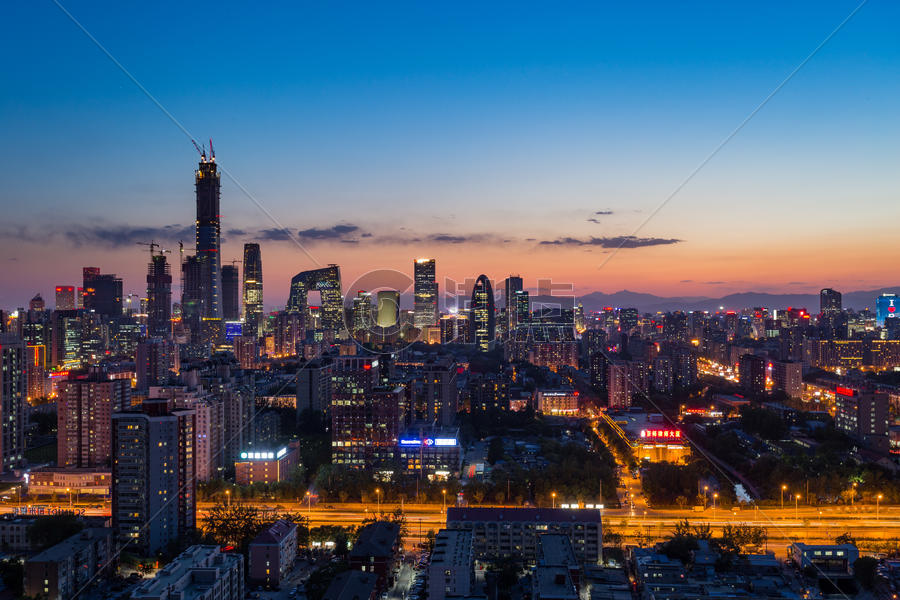 北京城市风光国贸CBD夜景图片素材免费下载