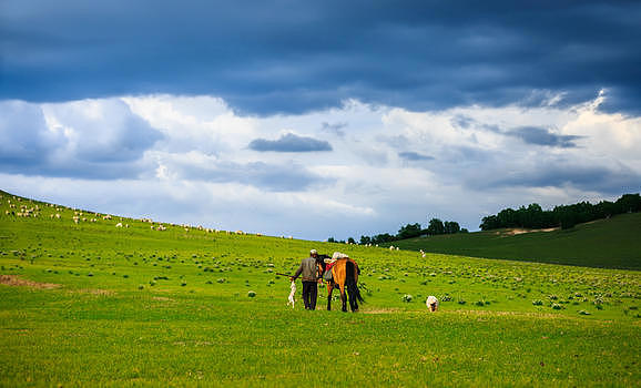大草原上的牧羊人图片素材免费下载