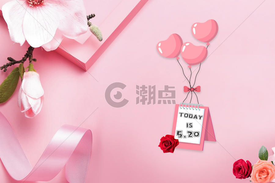 520情人节玫瑰花日历图片素材免费下载