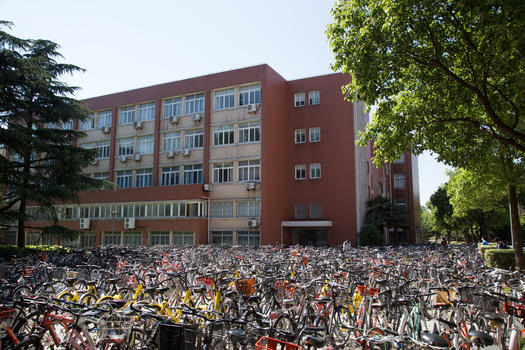 教学楼前的自行车图片素材免费下载