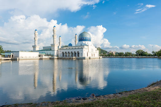 马来西亚亚庇水上清真寺图片素材免费下载