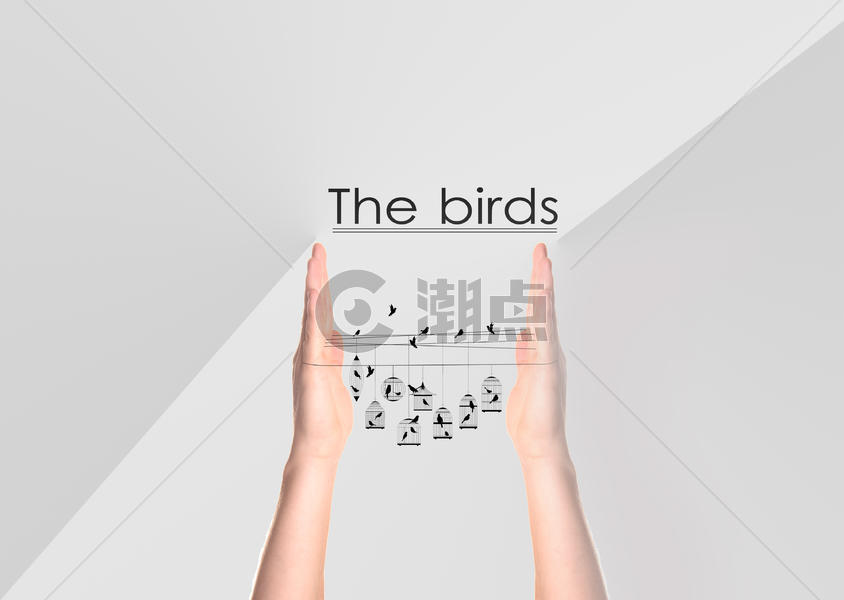 双手绕绳游戏和鸟笼中的鸟图片素材免费下载