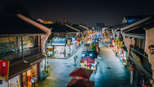 航拍杭州清河坊街图片素材免费下载