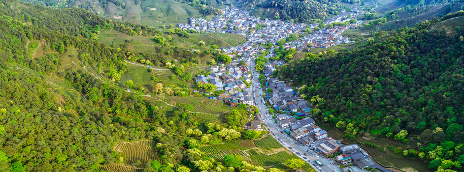 莫干山自然风景山谷中的小镇图片素材免费下载