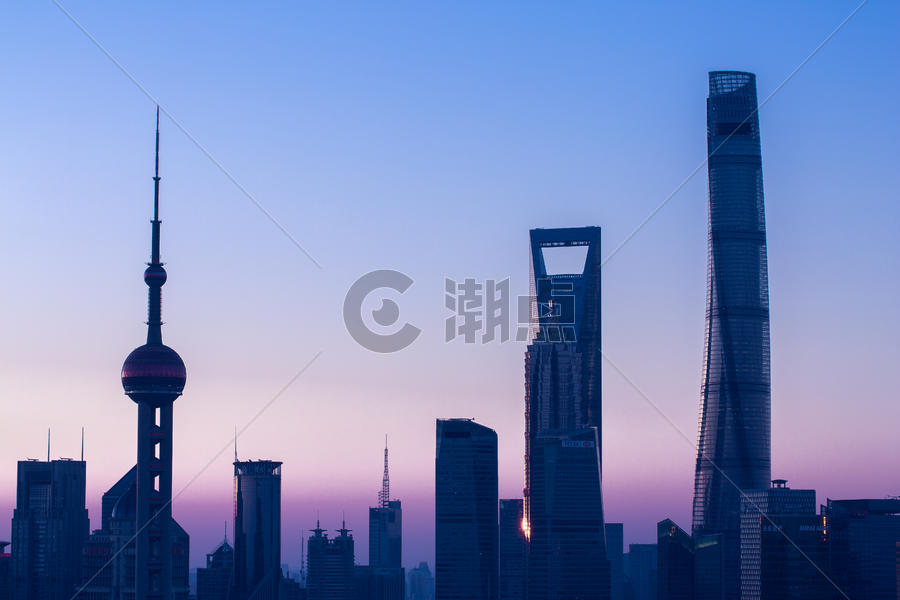 上海城市建筑日出风光日落夕阳东方明珠地标黄浦江图片素材免费下载
