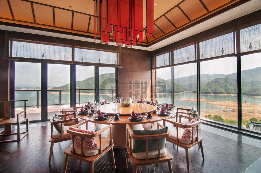 新中式全景观餐厅图片素材免费下载