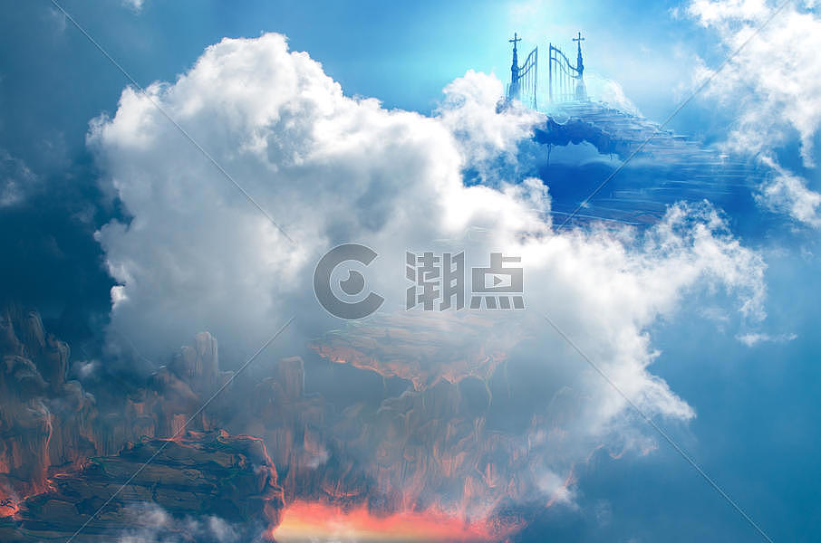 云层之上是天堂 云层之下是地狱图片素材免费下载