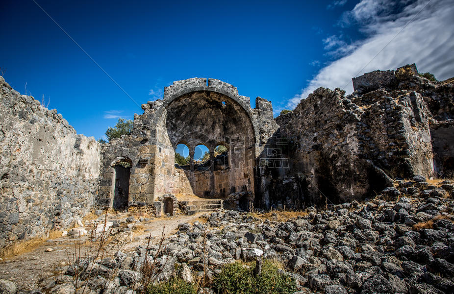 土耳其海岛上的宗教废墟图片素材免费下载