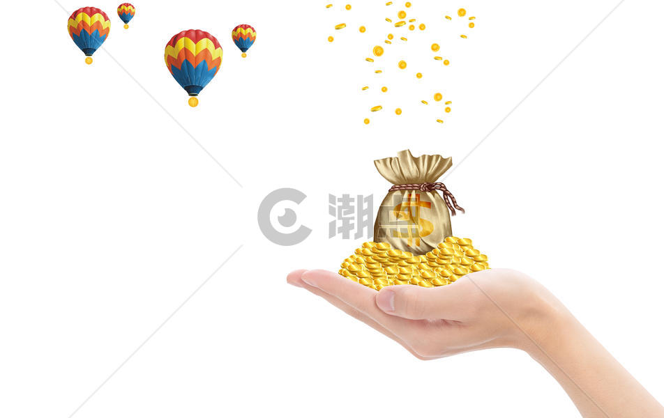 搬运金币的热气球图片素材免费下载