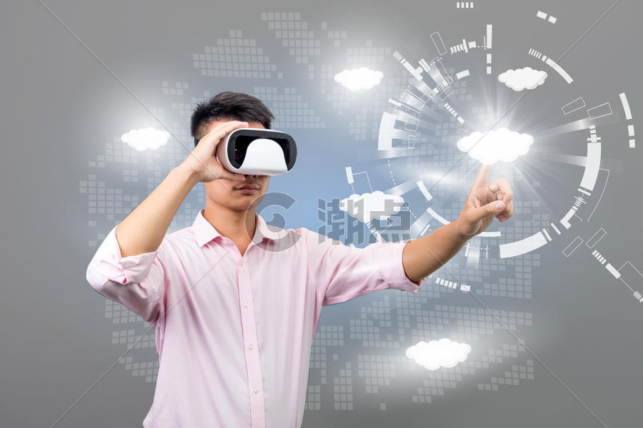 VR眼镜点击云服务图片素材免费下载