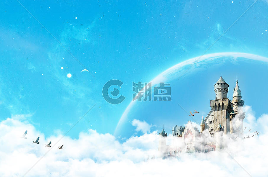 云层之上-创意城堡图片素材免费下载