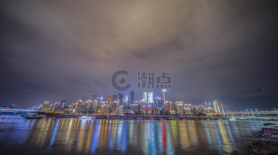 重庆城市璀璨及江边夜景图片素材免费下载