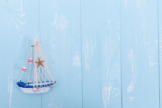 夏日蓝色木板帆船素材图片素材免费下载