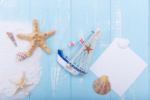 夏日沙滩帆船名信片素材图片素材免费下载