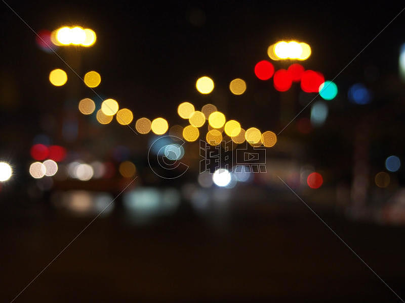 街道夜景朦胧光斑图片素材免费下载