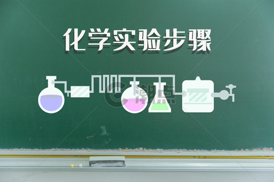 黑板上的化学实验步骤图片素材免费下载
