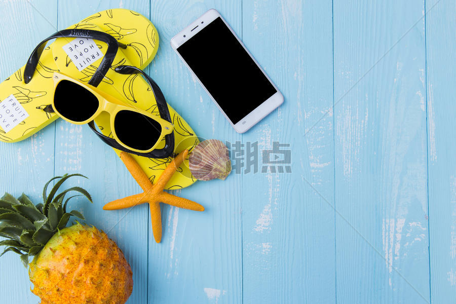 夏日墨镜凤梨海星手机素材图片素材免费下载