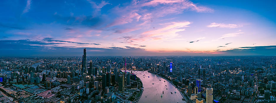 中国上海陆家嘴全景城市夜景风光图片素材免费下载
