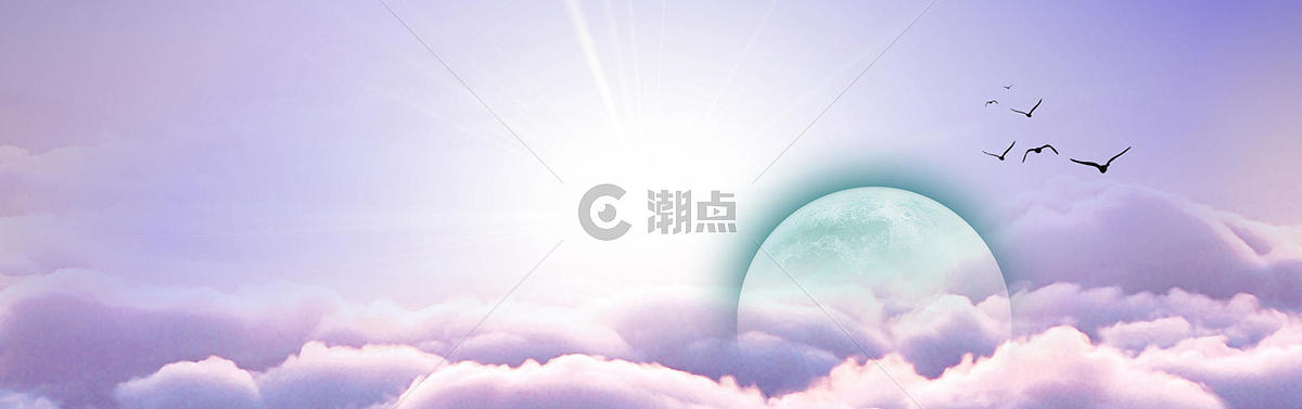 月亮云层banner图片素材免费下载