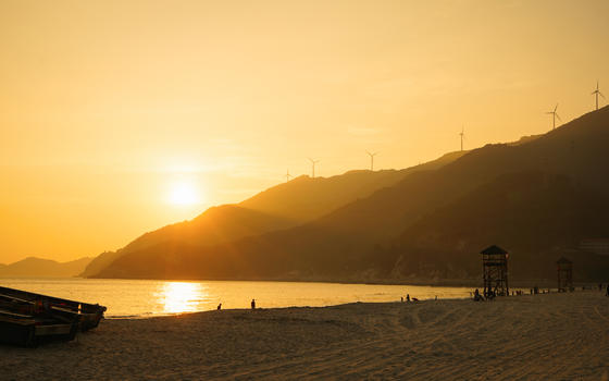 夏季海边的夕阳图片素材免费下载