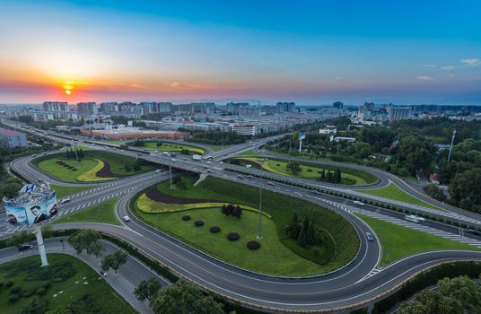 北京郊区立交桥日落风光图片素材免费下载