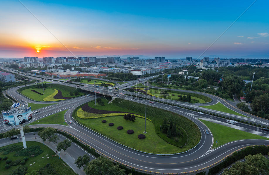 北京郊区立交桥日落风光图片素材免费下载