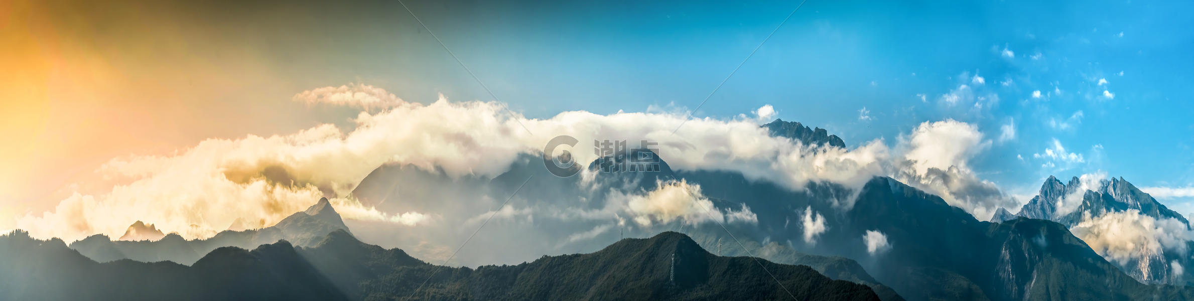 云雾缭绕 全景图图片素材免费下载