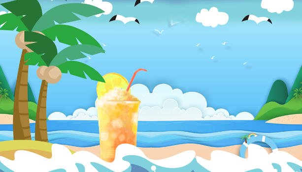 炎热的夏天喝着饮料的太阳图片素材免费下载