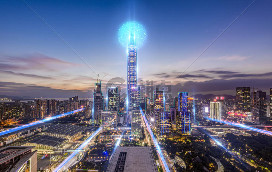 城市夜景能量球图片素材免费下载