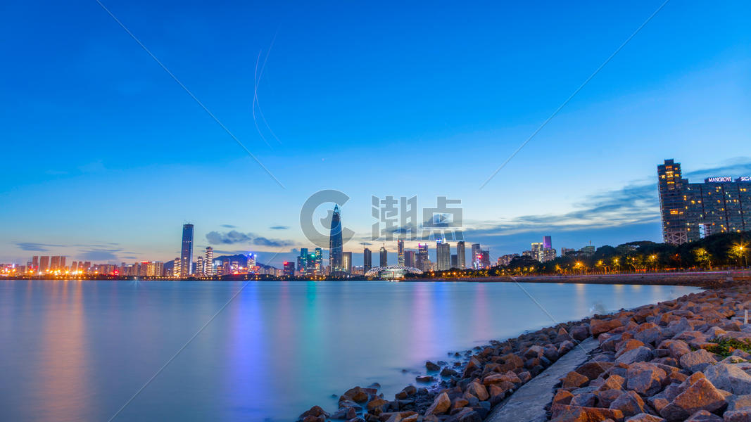 深圳湾夜景图片素材免费下载