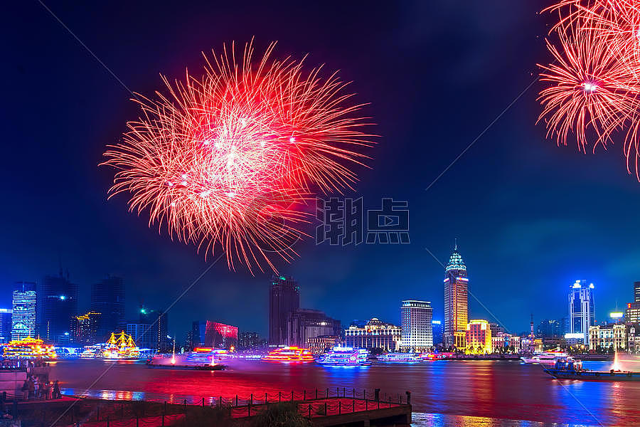 上海的烟花之夜图片素材免费下载
