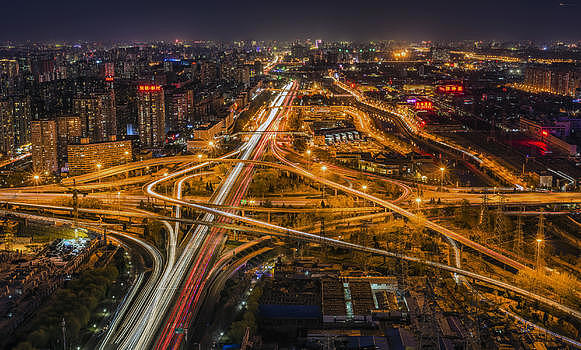 中国北京城市立交桥夜景图片素材免费下载