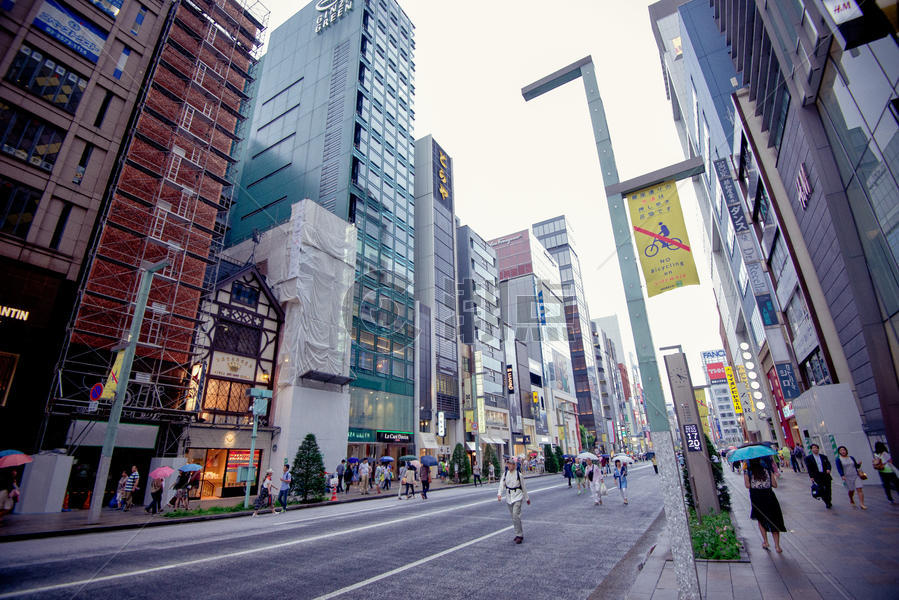 日本东京银座的街景图片素材免费下载