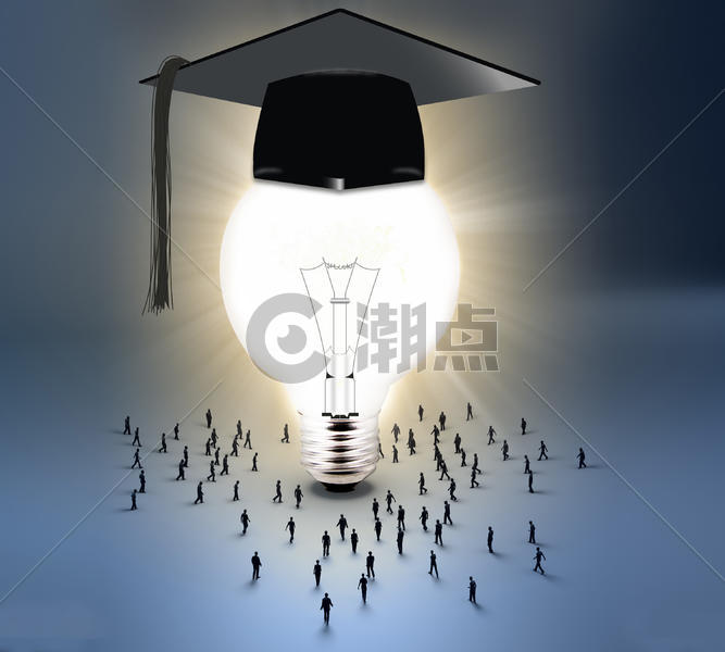 科技创意灯泡与学士帽图片素材免费下载