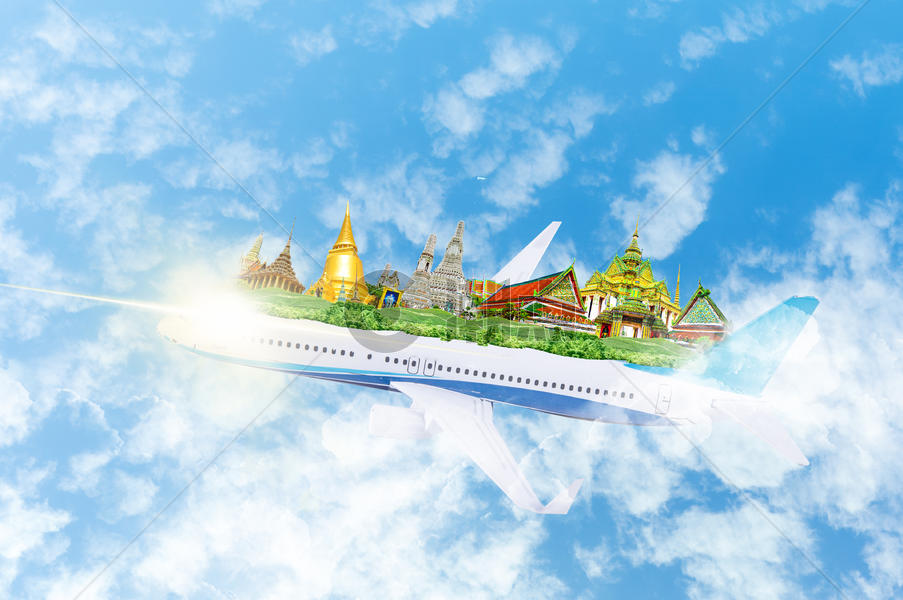 乘飞机旅行去泰国旅游图片素材免费下载