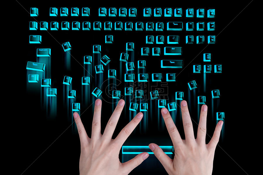 键盘按键从指间离散效果科技素材图片素材免费下载