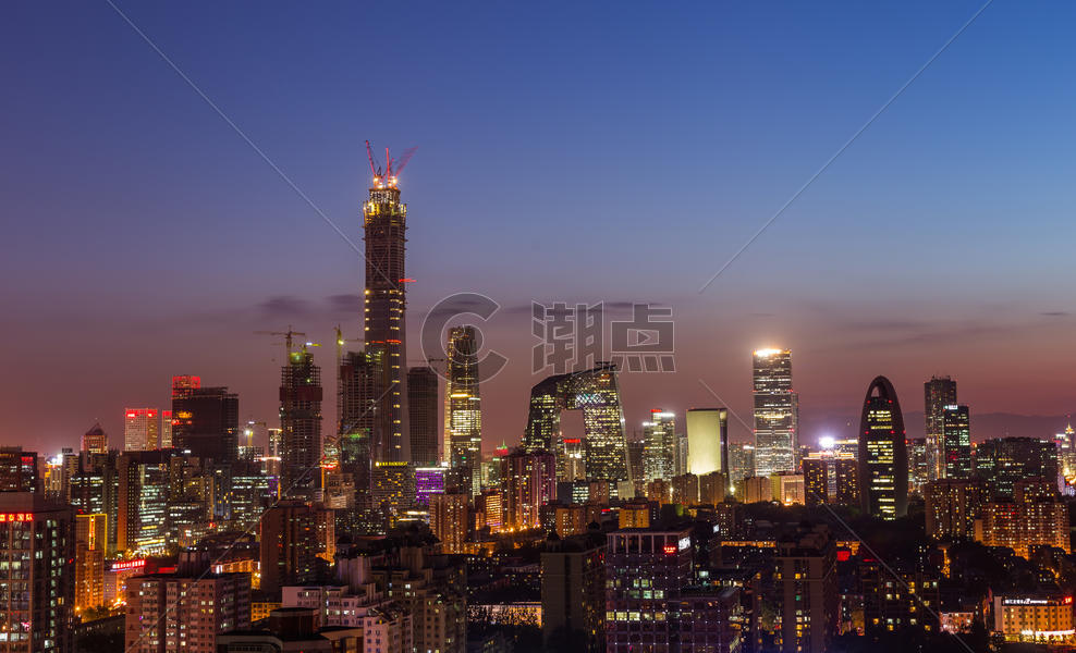 北京CBD国贸夜景图片素材免费下载