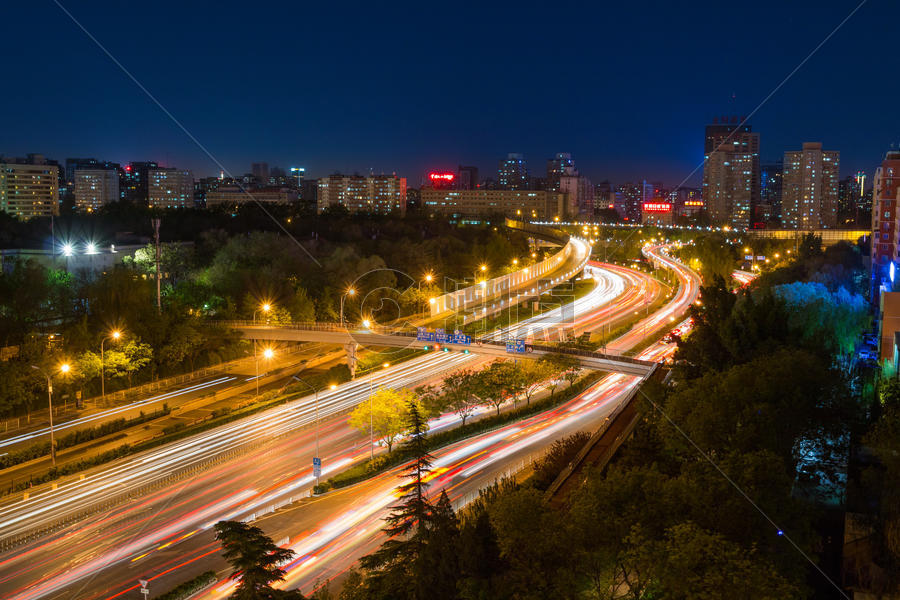 北京城市道路夜景图片素材免费下载