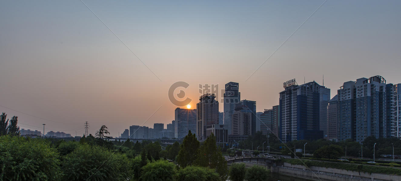 日落的北京CBD图片素材免费下载