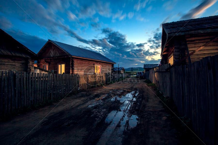 中俄边境的小城夜景图片素材免费下载