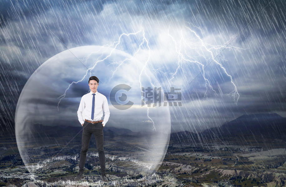 雷雨中的商业男士图片素材免费下载