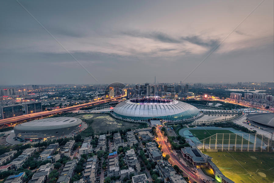 天津奥林匹克中心体育场夜景图片素材免费下载