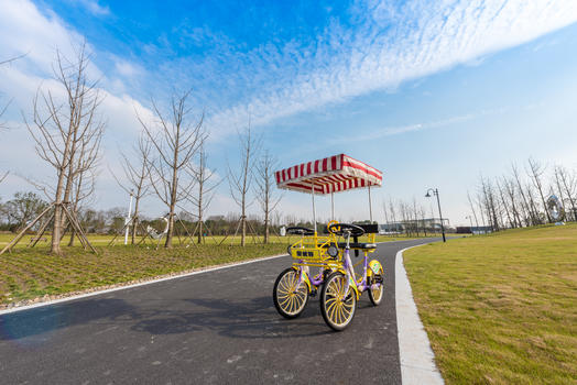 百里钱塘雕塑公园双人自行车图片素材免费下载