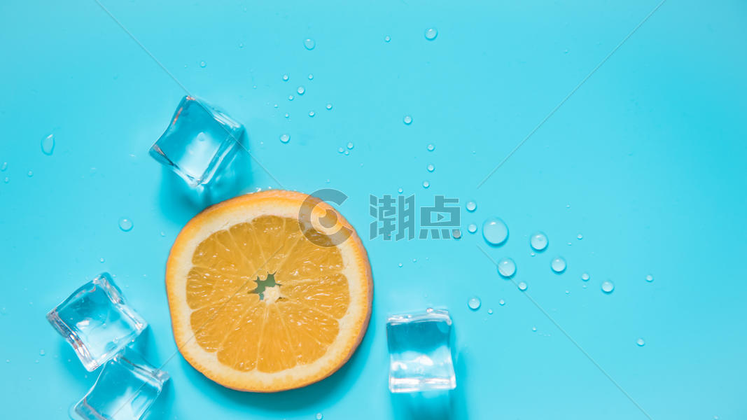 夏日清新蓝色背景水果橙子图片素材免费下载
