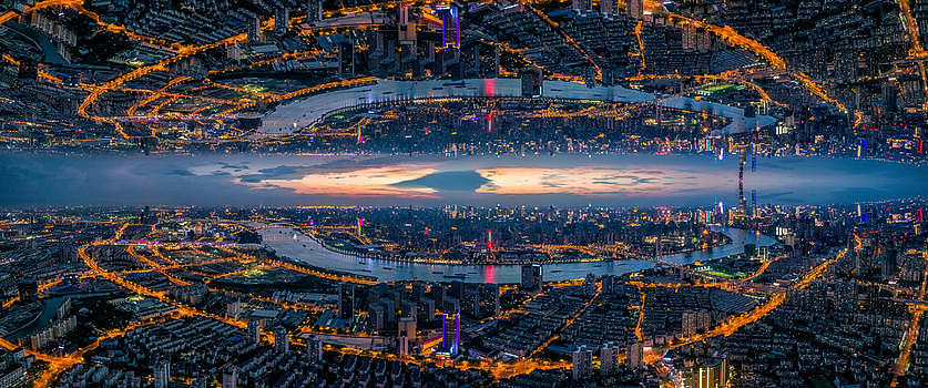 超现实航拍城市全景图片素材免费下载
