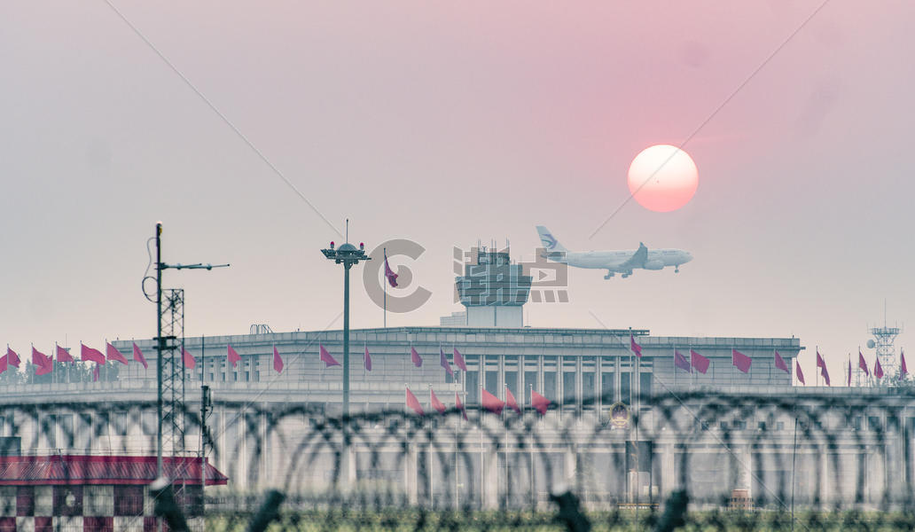 首都机场的日落图片素材免费下载